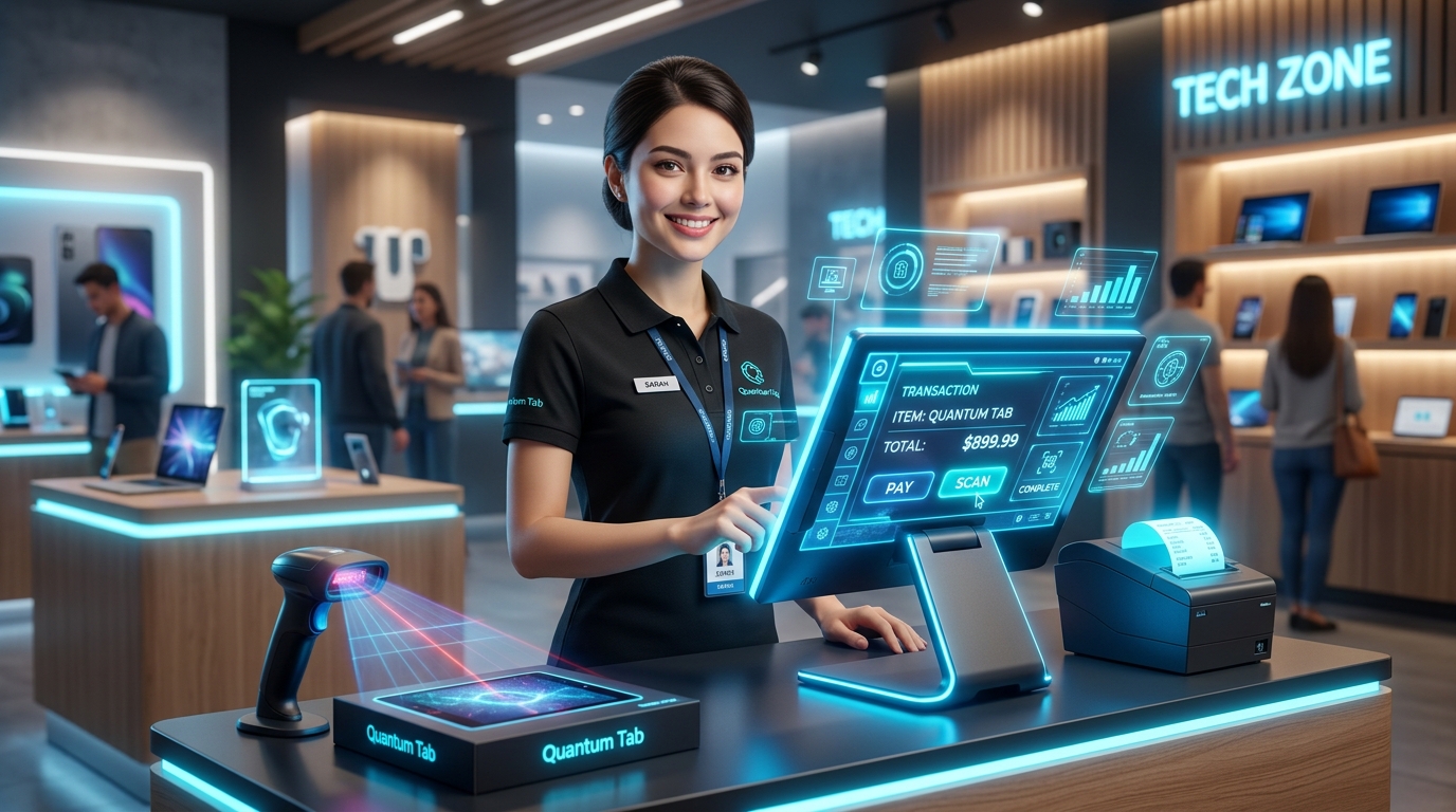 Cashier using Minageesoft POS System
